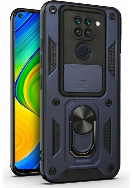 Xiaomi Redmi Note 9 Kılıf Yüzüklü Standlı Kamera Korumalı Pars