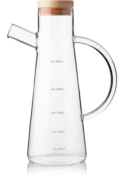 Borosilikat Camlı Bambu Kapaklı 900ML Yağlık Sirkelik
