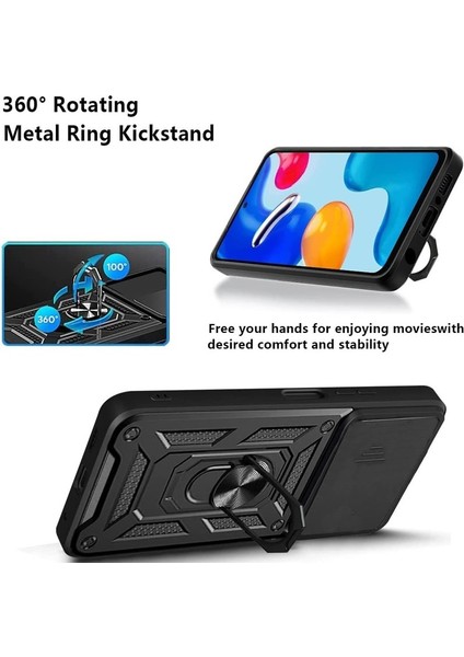 Xiaomi Redmi 9c Kılıf Yüzüklü Standlı Kamera Korumalı Pars + Ekran Koruyucu