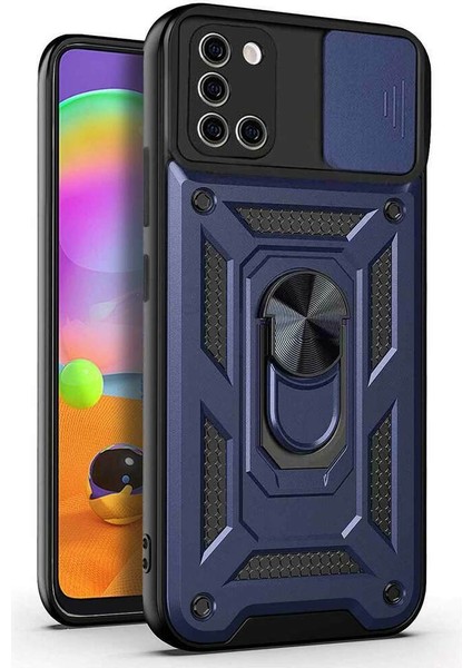 Samsung Galaxy A31 Kılıf Yüzüklü Standlı Kamera Korumalı Pars