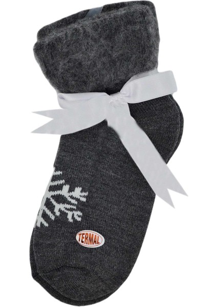 Kadın Extra Kalın Yünlü Kar Tanesi Desenli Termal Çorap