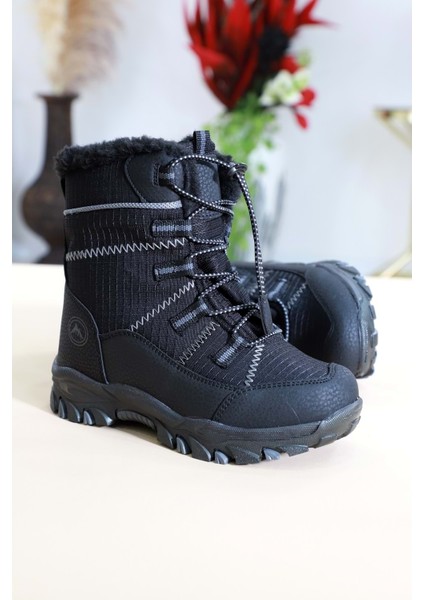 1475 Anatomik Tabanlı Çocuk Kar Botu - NKT01475-SIYAH Gri-32