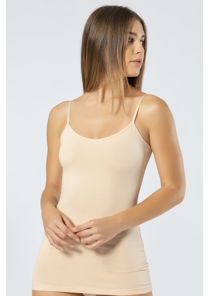 Kadın Ayarlanabilir Ip Askılı Likralı Pamuklu Uzun Atlet