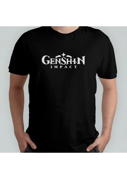 Genshin Impact %100 Pamuklu Bisiklet Yaka T-Shirt Model - 1