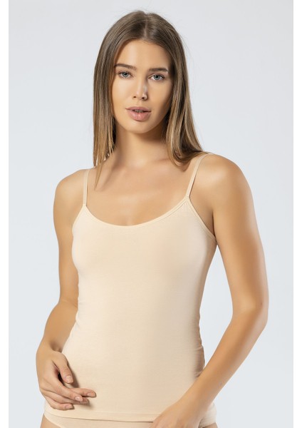 Kadın Ayarlanabilir Ip Askılı Kaşkorse Likralı Pamuklu Atlet