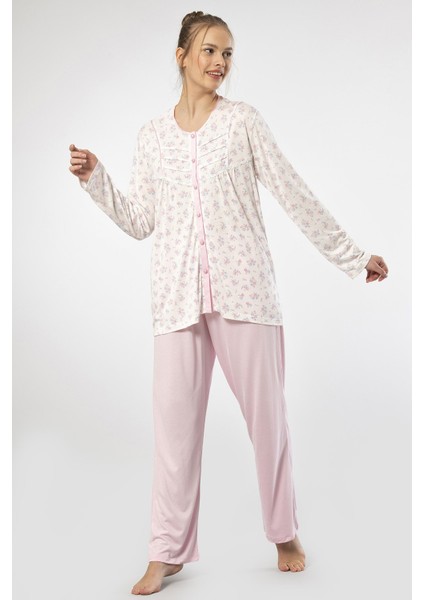 Kadın Empirme Düğmeli Battal Uzun Kollu Pijama Takım fiyatları