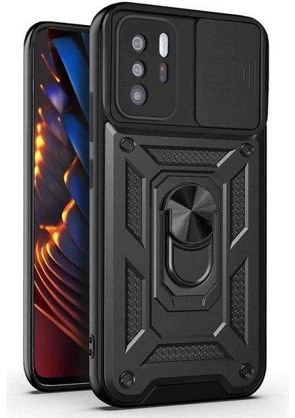 Xiaomi Poco X3 Gt Kılıf Yüzüklü Standlı Kamera Korumalı Pars + Ekran Koruyucu