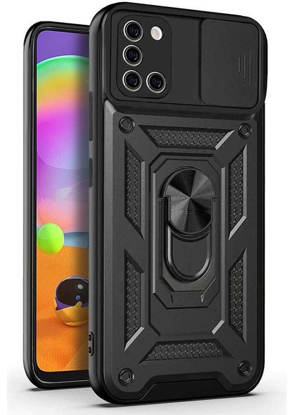 Samsung Galaxy A31 Kılıf Yüzüklü Standlı Kamera Korumalı Pars