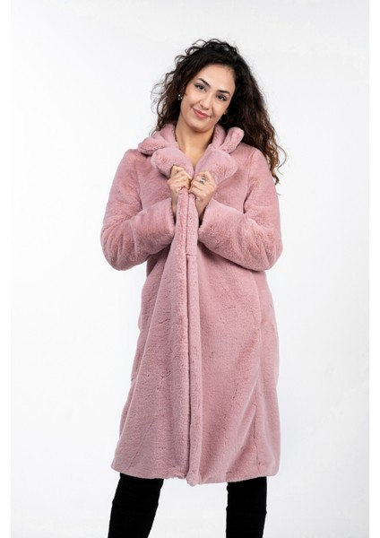 Kadın Yumuşacık Peluş Kürk Kaban