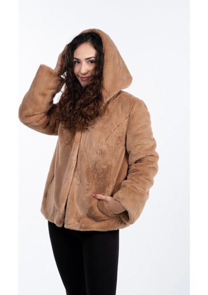 Kadın Yumuşacık Peluş Kürk Kaban