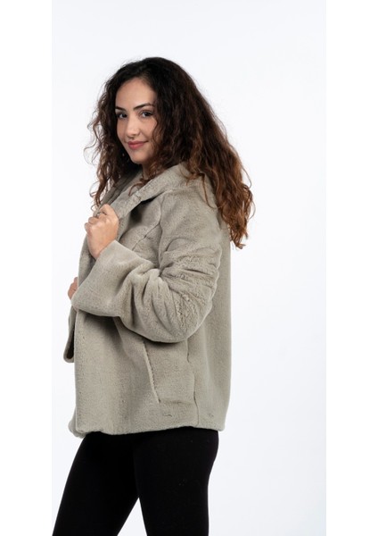 Kadın Yumuşacık Peluş Kürk Kaban