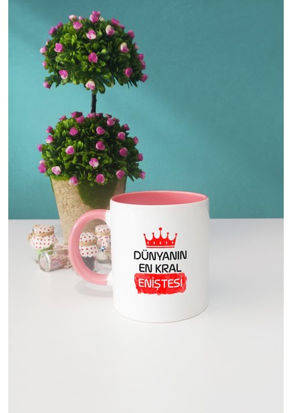 Enişteye Hediye Dünyanın En Kral Eniştesi Kupa Bardak Pembe