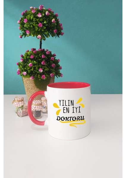 Yılın En İyi Doktoru Doktora Hediye Kupa Bardak Kırmızı