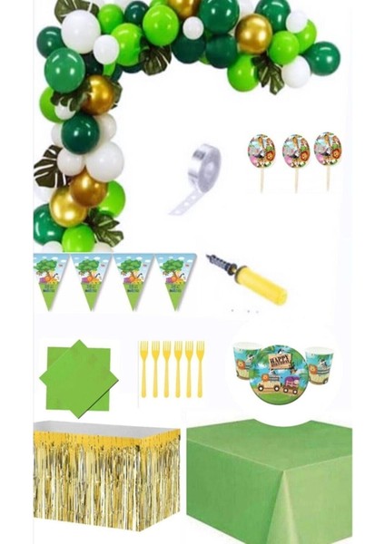 Safari Temalı Lüks Hazır Doğum Günü Parti Seti