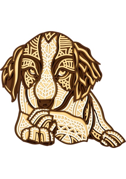 4 Katmanlı Köpek Mandala Duvar Sanatı Tasarımı Duvar Dekoru 3D Tablo Lazer Kesim modelleri