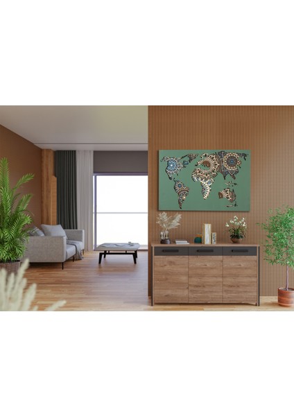 8 Katmanlı Dünya Haritası Mandala Duvar Sanatı Tasarımı Duvar Dekoru 3D Tablo Lazer Kesim