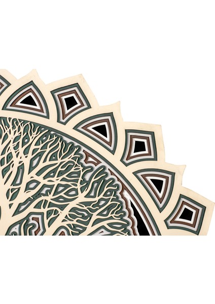 6 Katmanlı Yaşam Ağacı Mandala Duvar Sanatı Tasarımı Duvar Dekoru 3D Tablo Lazer Kesim modelleri