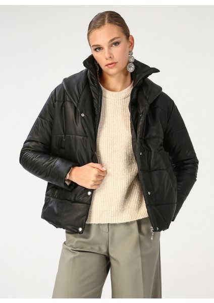 Siyah Kadın Şişme Mont MKAW22-20