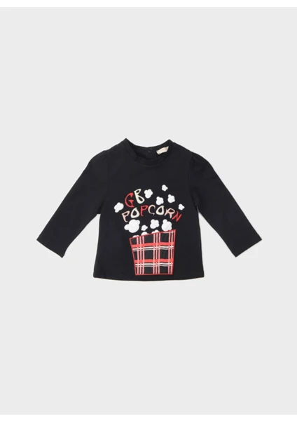 GB Bayb Layette Baskılı Siyah Bebek T-Shirt 22FW0BG2539