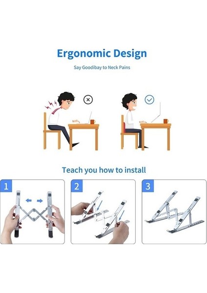 Notebook Laptop Tablet Tutucu Stand Metal Ayarlanabilir Katalanır Taşıma Kılıflı