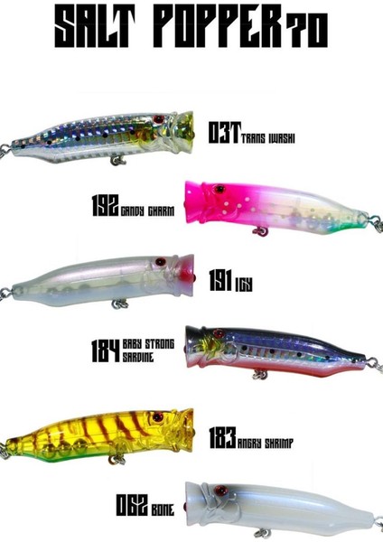 Salt Popper 70 mm 9.5 gr Su Üstü Maket Balık 192 Candy Charm