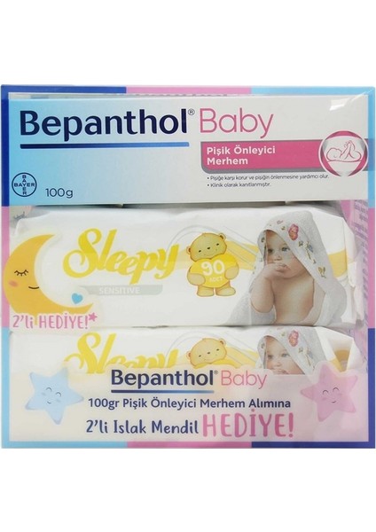 Baby Pişik Önleyici Merhem 100 gr + 2 Paket Sleepy Sensitive Islak Havlu 90'lı Armağan