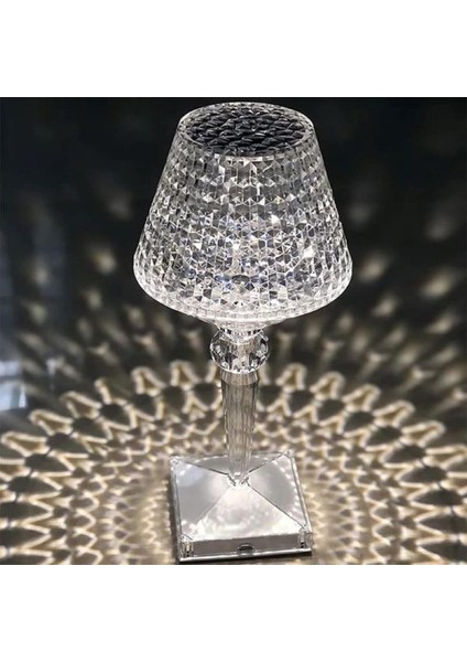 Bilger Şarjlı Kristal LED Lamba- Ledli Masa Üstü Gece Lambası - Dokunmatik Sihirli Lamba - 3 Renk - 27*9cm