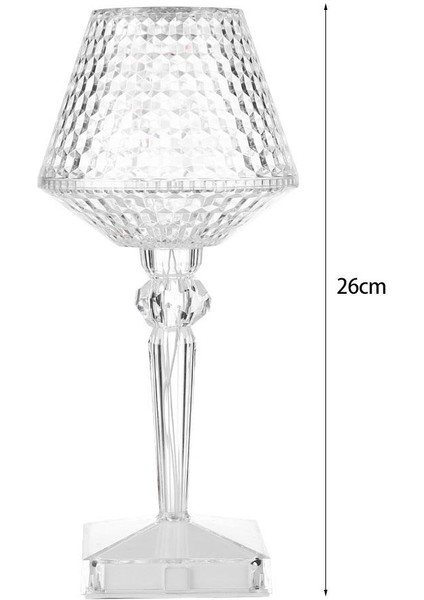 Bilger Şarjlı Kristal LED Lamba- Ledli Masa Üstü Gece Lambası - Dokunmatik Sihirli Lamba - 3 Renk - 27*9cm