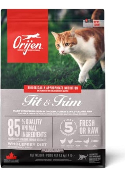 Fit & Trim Kedi Maması, 1.8 kg Kuru, Tüm Irklar Için