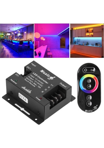 Dokunmatik (Touch) RGB Şerit Led Kumanda Müzik Ses Kontrol Devresi 12-24V