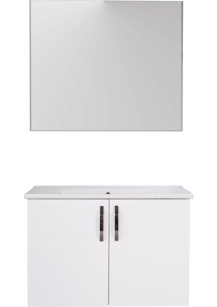 Asmira Banyo Dolabı - 82 cm - 2'li Set - MdfLam Kapak Beyaz