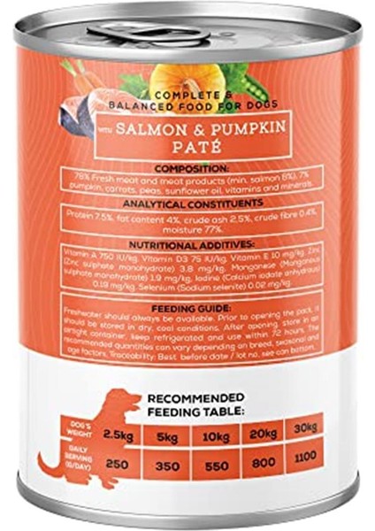 Chef's Choice Köpek Maması Konservesi, Somonlu ve Balkabaklı, Tahılsız, Yetişkin, 400 G