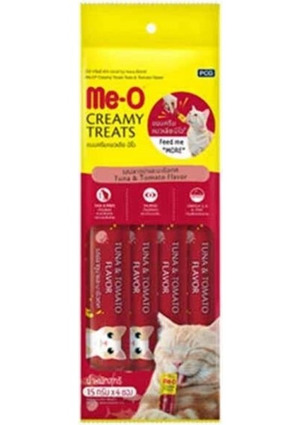 Me-O Creamy Treats Ton Balıklı ve Domatesli Kedi Ödülü 4X15GR