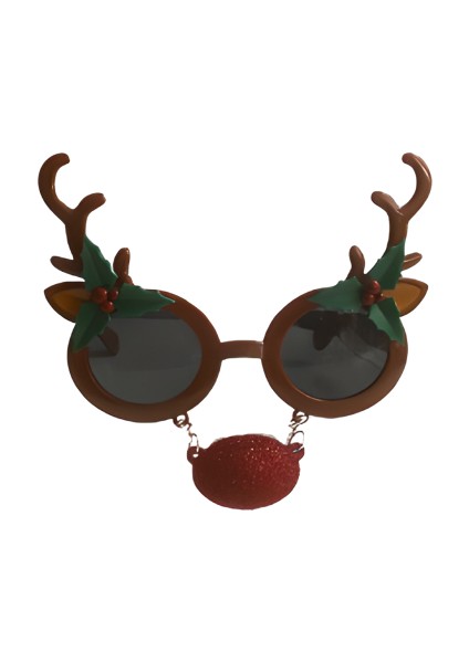Yılbaşı Gözlük Geyik Simli Burun Kahverengi