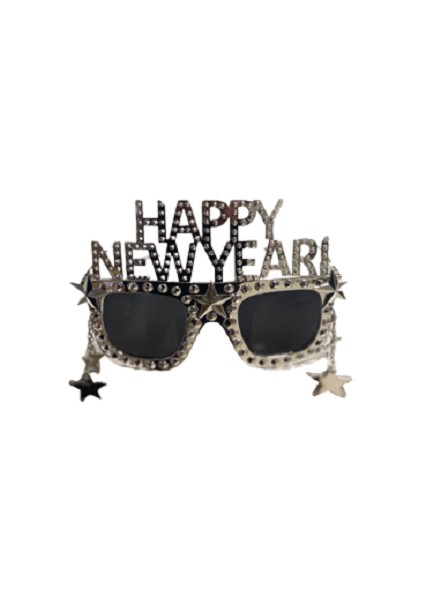 Yılbaşı Gözlük Happy New Year Yıldızlı Gümüş