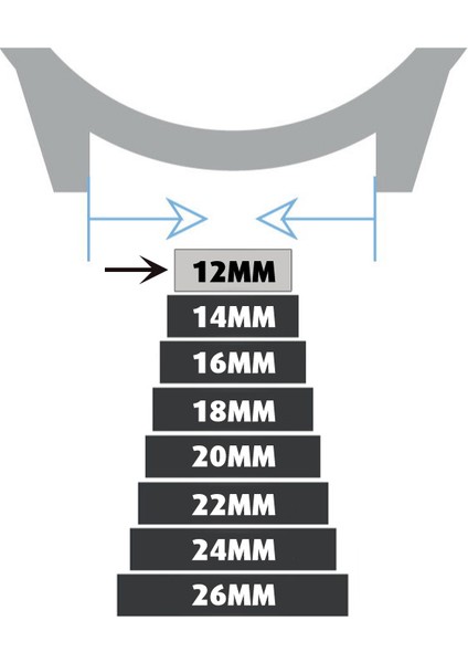 12MM Siyah Silikon Saat Kordonu Kayış