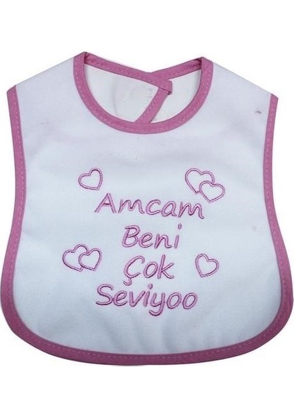 Tanem Bebe Amcam Beni Çok Seviyoo Yazılı Mama Önlüğü