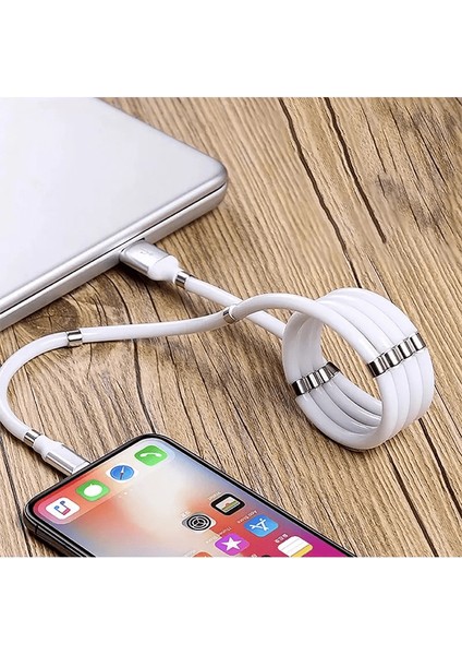 Mıknatıslı Kendini Toplayan USB Hızlı Şarj ve Data Kablosu Iphone