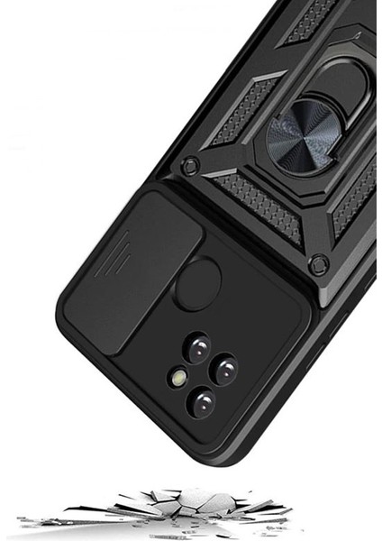 Realme C25Y Kılıf Yüzüklü Stanlı Kamera Korumalı Pars + Ekran Koruyucu fiyatları