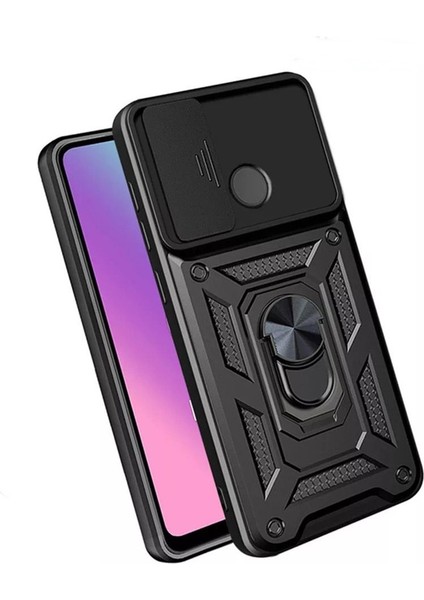 Realme C25Y Kılıf Yüzüklü Stanlı Kamera Korumalı Pars + Ekran Koruyucu modelleri
