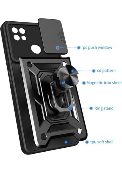 Realme C25Y Kılıf Yüzüklü Stanlı Kamera Korumalı Pars + Ekran Koruyucu fırsatları