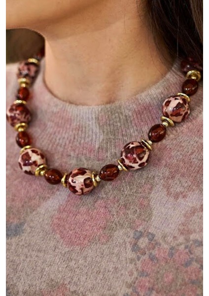 Vintage Bordo Leopar Tasarım Kolye fiyatları