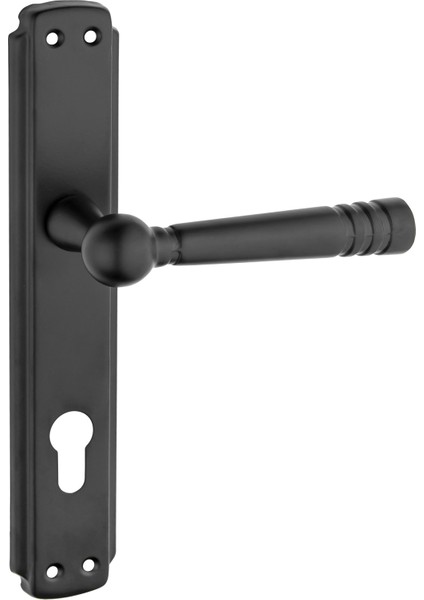 Osmanlı Lüx Mat Siyah Aynalı Yale Çelik Kapı Kolu 1 Takım Daire Giriş Kapı Kolu