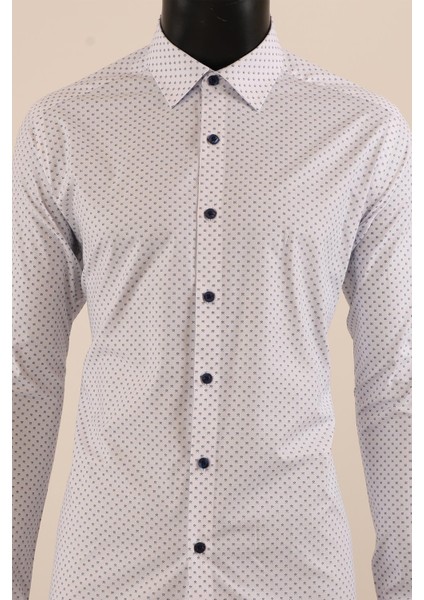 Uzun Kol Slim Fit Desenli Gömlek