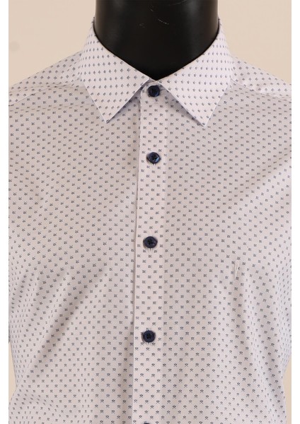 Uzun Kol Slim Fit Desenli Gömlek
