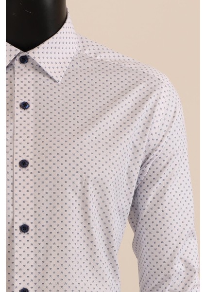 Uzun Kol Slim Fit Desenli Gömlek