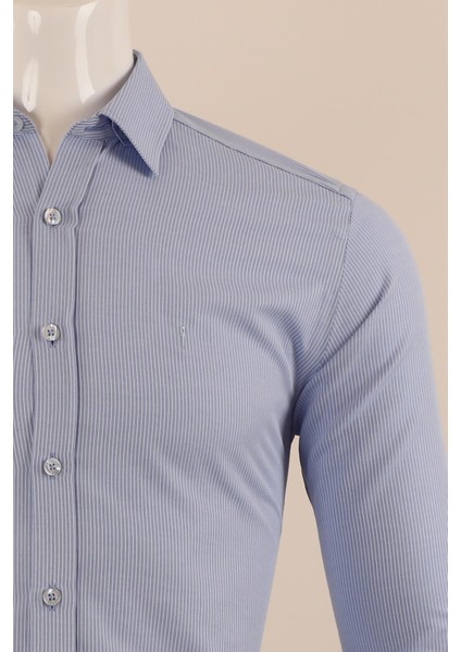 Uzun Kol Slim Fit Çizgili Gömlek fırsatları