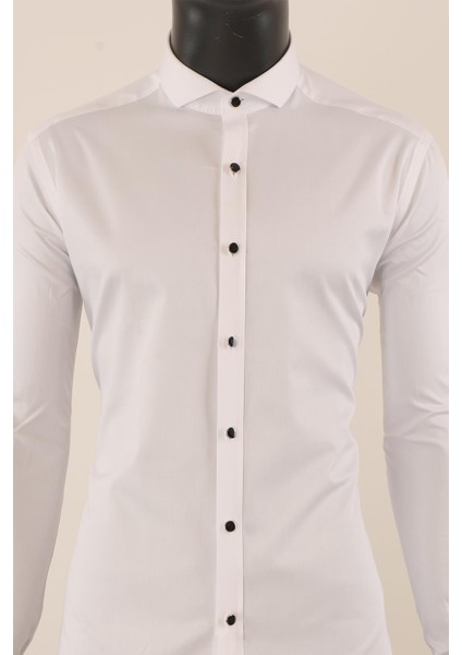 Uzun Kol Slim Fit Damatlık Beyaz Gömlek fiyatları