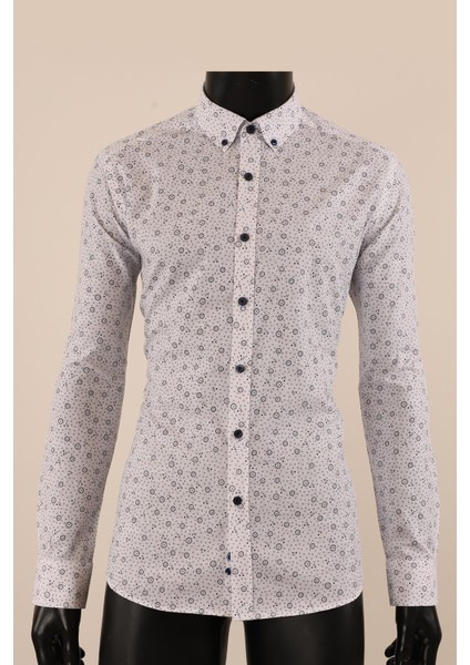 Uzun Kol Slim Fit Desenli Gömlek