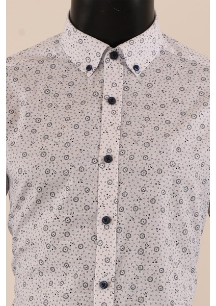 Uzun Kol Slim Fit Desenli Gömlek